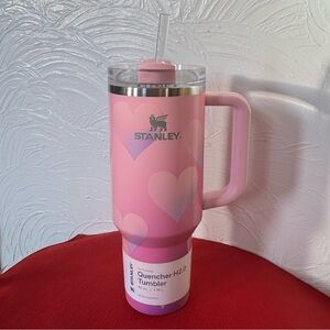 Stanley Valentines 40oz Quencher Powder Pink Heart Tumbler